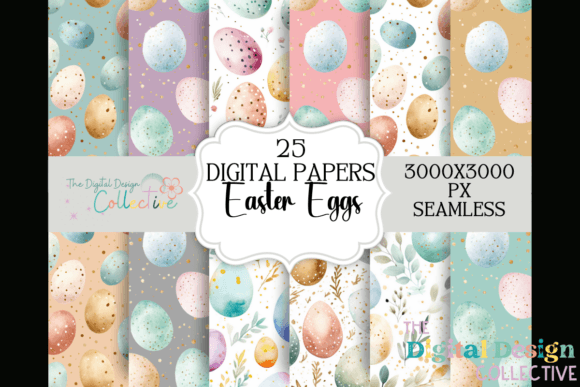 Download Watercolor Easter Digital Papers Eggs - Digital paper Collection
