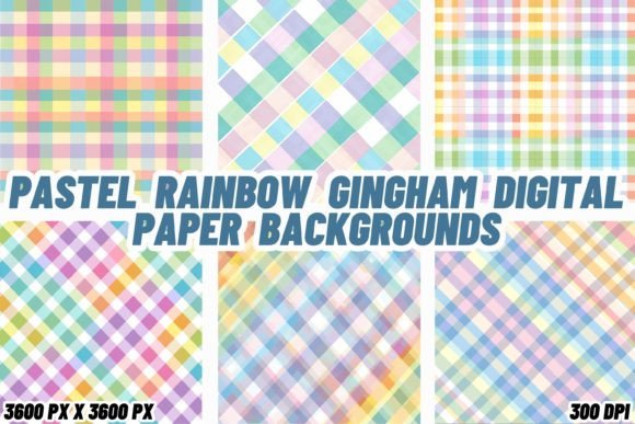 Download Pastel Rainbow Gingham Digital Paper - Digital paper Collection