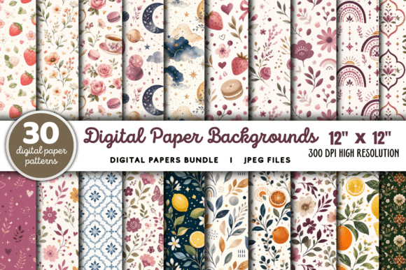 Download Digital Paper Backgrounds Bundle - Digital paper Collection