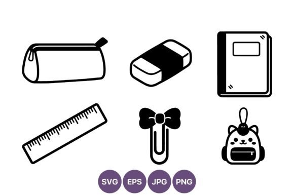 Download School Supplies Black and White Vector - Premium Resources