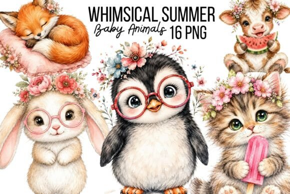 Download Whimsical Summer Baby Animals Clipart - Animal Collection