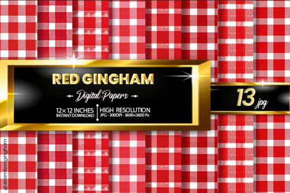 Download Red Gingham Digital Papers - Digital paper Collection