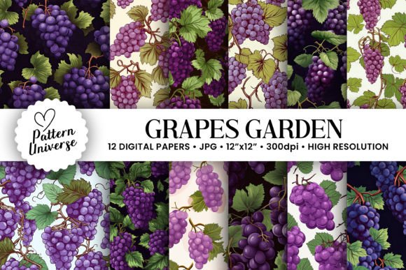 Download Grapes Fruit Pattern Digital Papers - Digital paper Collection