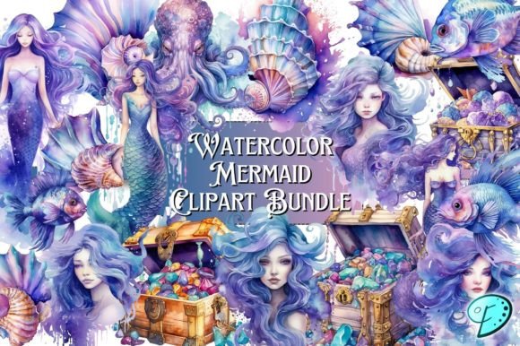 Download Watercolor Mermaid Clipart Bundle - Mermaid Collection
