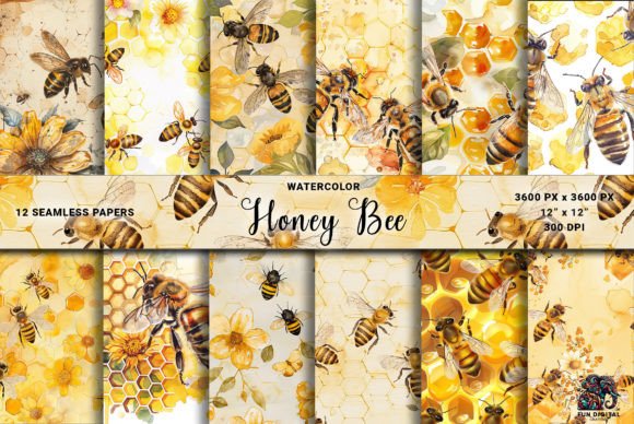 Download Honey Bee Digital Paper Seamless - Digital paper Collection