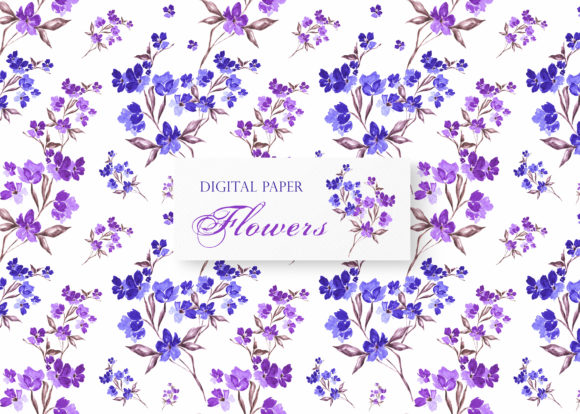 Download Purple Blue Flowers Digital Paper. Flora - Digital paper Collection