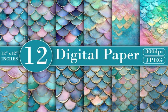 Download Pastel Mermaid Digital Paper - Digital paper Collection