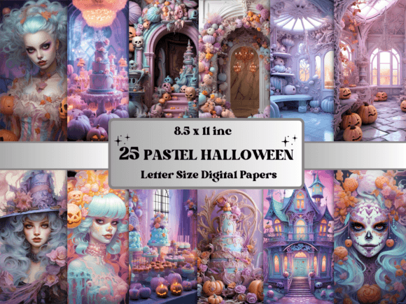 Download Pastel Halloween Scenes Digital Paper - Digital paper Collection
