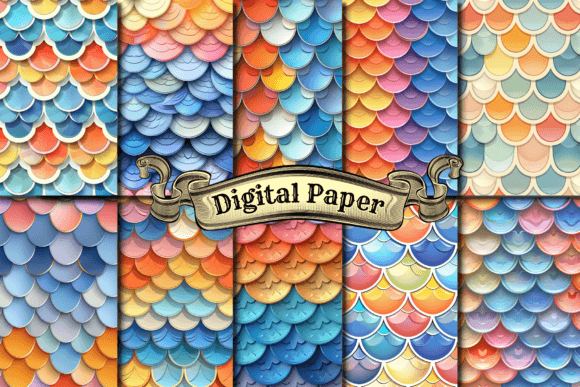 Download Rainbow Mermaid Scales Digital Paper - Digital paper Collection