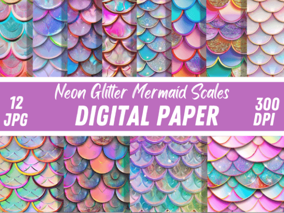 Download Neon Glitter Mermaid Scales Backgrounds - Mermaid Collection