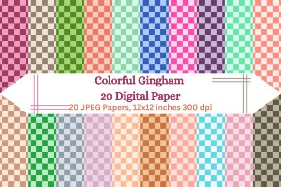 Download Colorful Gingham 20 Digital Paper - Digital paper Collection