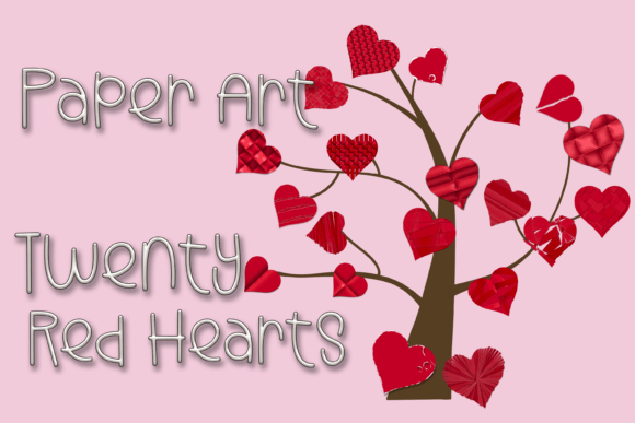 Download Red Hearts Paper Art-strips, Folds, Rips - Hearts paper Collection