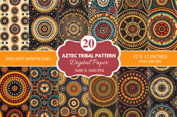 Download Aztec Tribal Digital Papers Bundle - Digital paper Collection