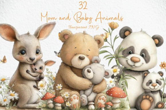 Download Mom and Baby Animals Clipart - Animal Collection
