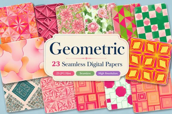 Download Geometric Digital Papers Set - Digital paper Collection