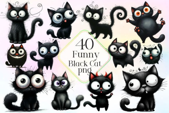 Download Funny Black Cats Sublimation Clipart - Black cats Collection