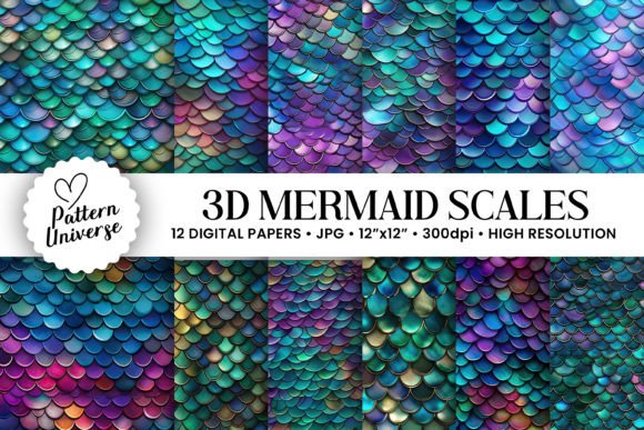 Download 3D Mermaid Scales Seamless Patterns - Mermaid Collection