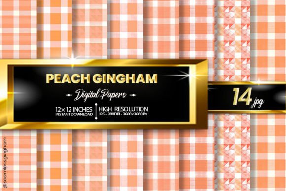 Download Peach Gingham Digital Papers - Digital paper Collection