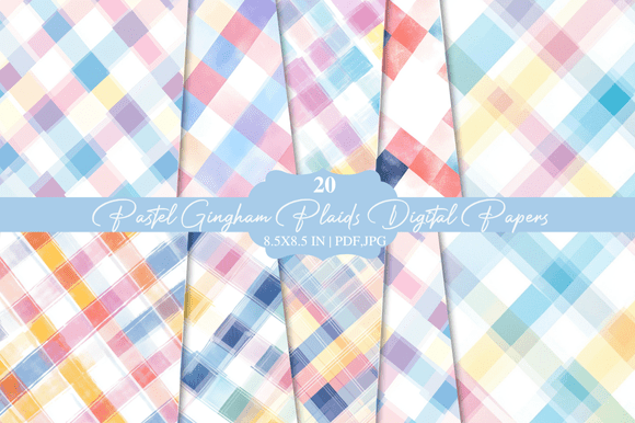 Download Pastel Gingham Plaids Digital Papers - Digital paper Collection
