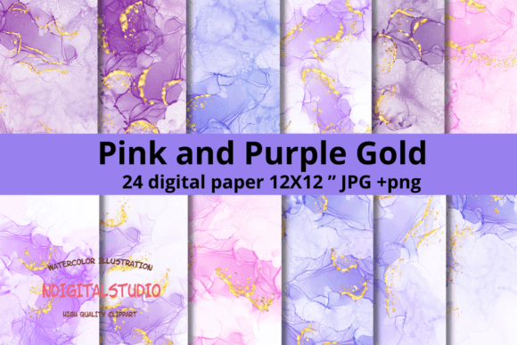 Download Pink and Purple Gold Digital Paper. - Digital paper Collection