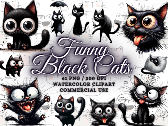 Download Funny Black Cats Clipart - Cute Cat Png - Black cats Collection