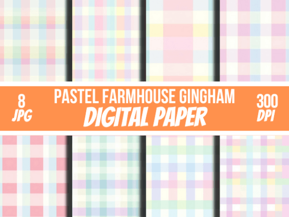 Download Pastel Farmhouse Gingham Digital Papers - Digital paper Collection