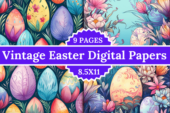 Download Vintage Easter Digital Papers - Digital paper Collection